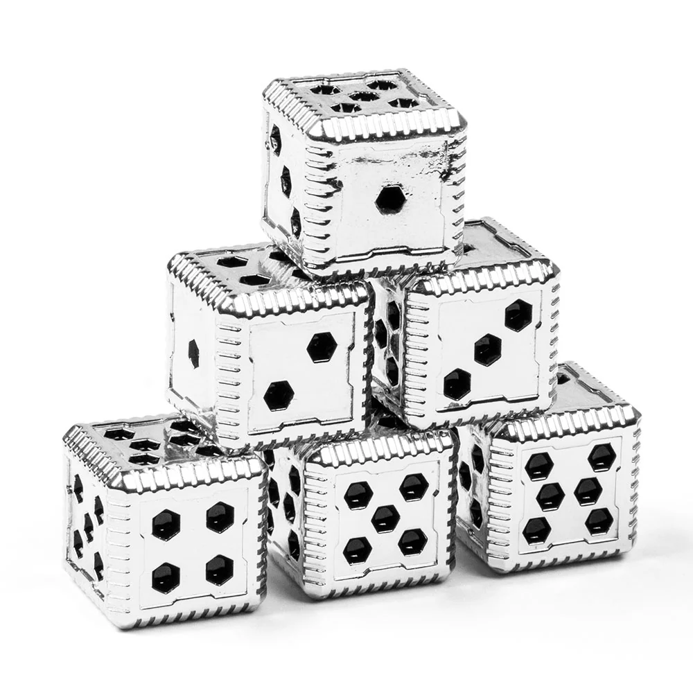 Sci-Fi Hex Metal 16mm D6 Dice (6 Pack) - Image 6