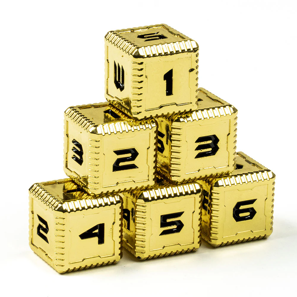 Sci-Fi Number Metal 16mm D6 Dice (6 Pack) - Image 3