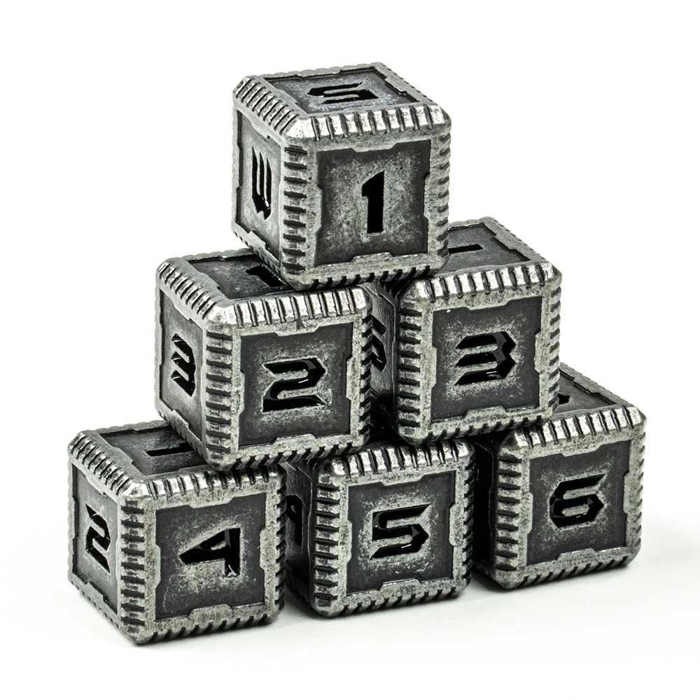 Sci-Fi Number Metal 16mm D6 Dice (6 Pack) - Image 5