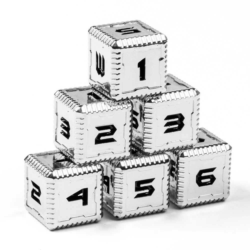 Sci-Fi Number Metal 16mm D6 Dice (6 Pack) - Image 6